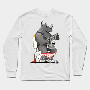 Rhino on the Toilet Long Sleeve T-Shirt